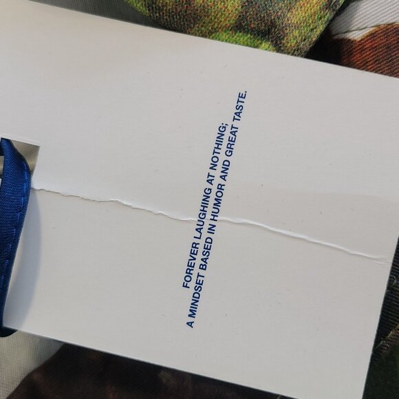 Flan Labs Printed Denim Jacket Men M Green Grapes Button Up NEW Art to Wear $495 - Picture 9 of 11